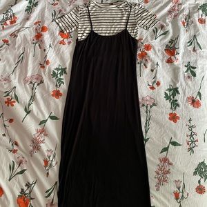Forever 21 Midi Bodycon Pinafore Dress